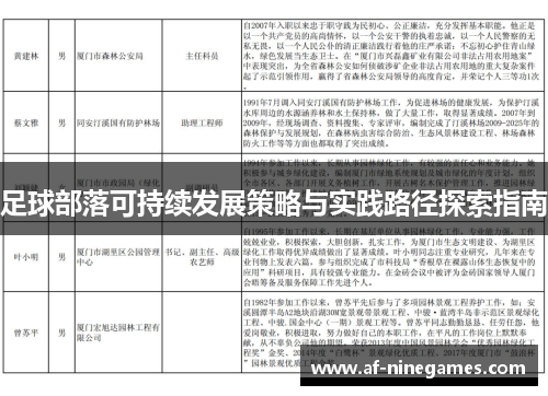 足球部落可持续发展策略与实践路径探索指南
